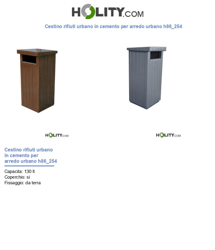 Cestino rifiuti urbano in cemento per arredo urbano h86_254