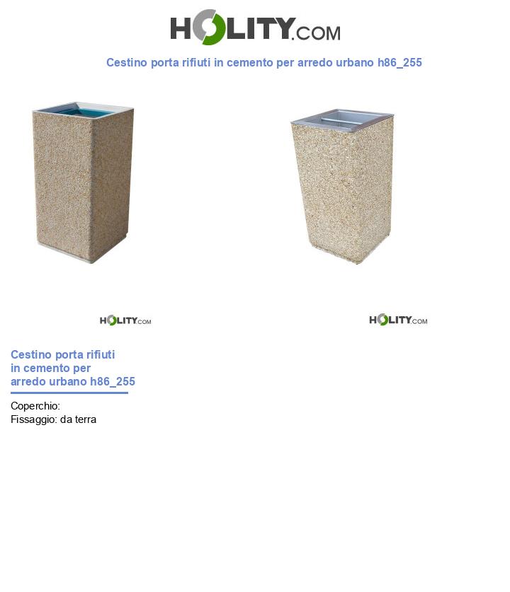 Cestino porta rifiuti in cemento per arredo urbano h86_255
