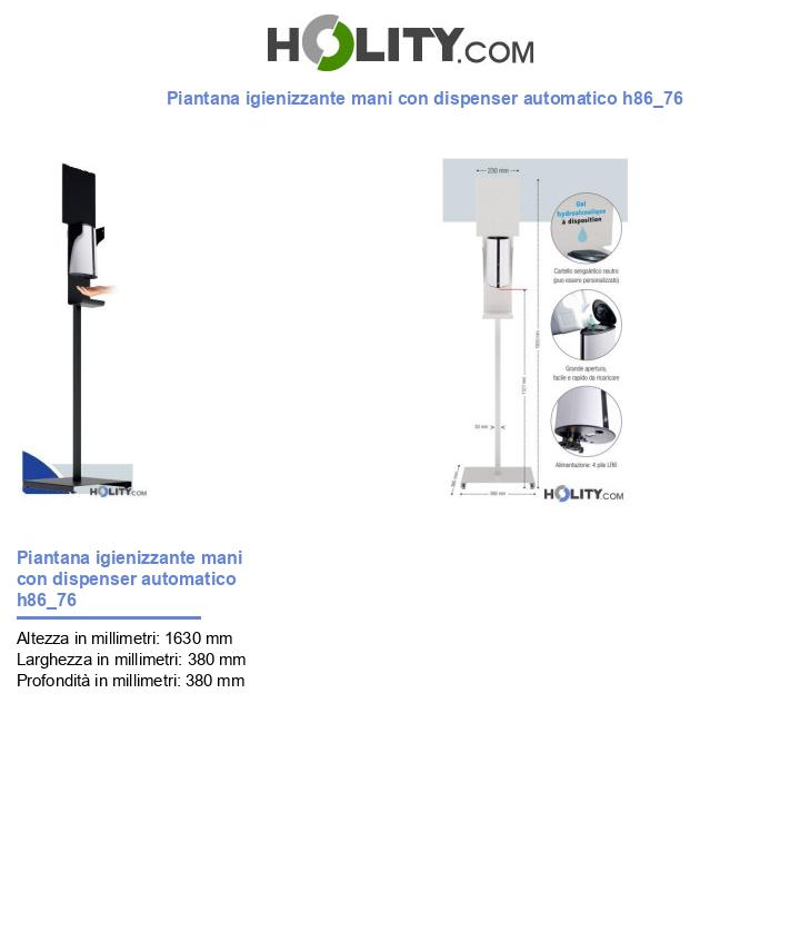 Piantana igienizzante mani con dispenser automatico h86_76