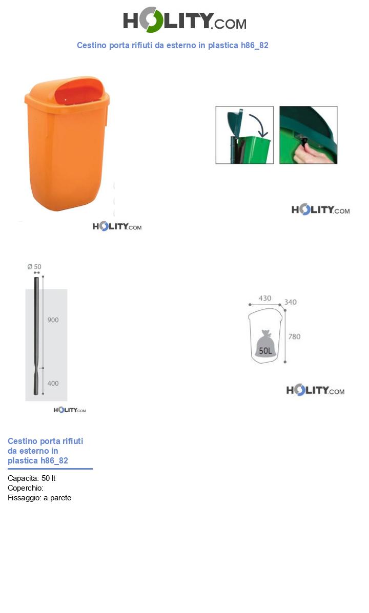 Cestino porta rifiuti da esterno in plastica h86_82