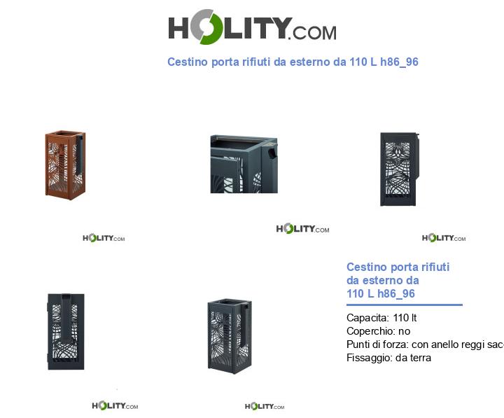 Cestino porta rifiuti da esterno da 110 L h86_96