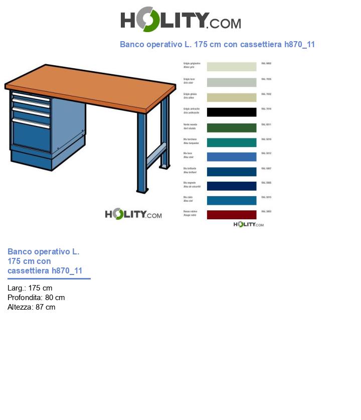 Banco operativo L. 175 cm con cassettiera h870_11