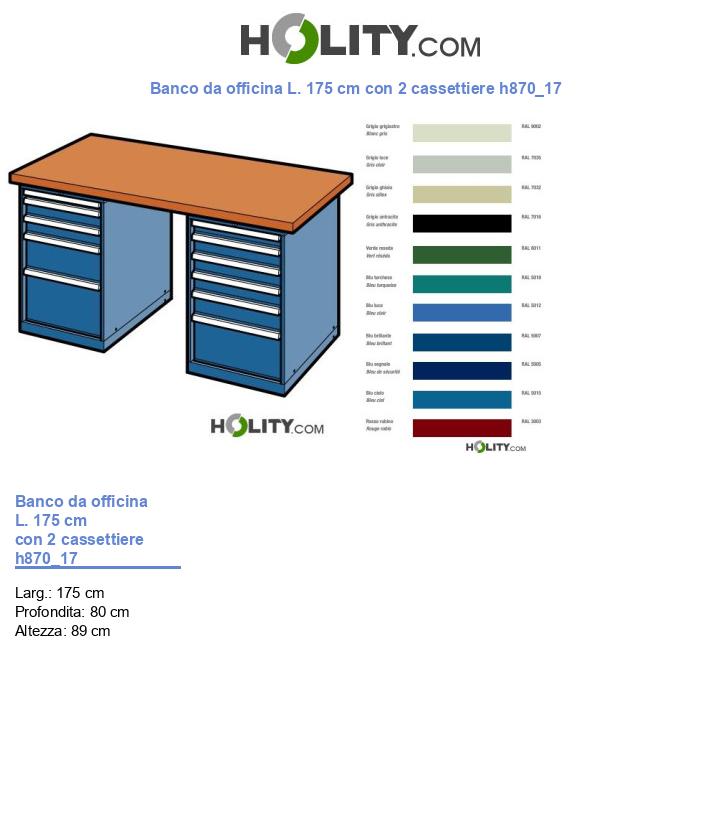 Banco da officina L. 175 cm con 2 cassettiere h870_17