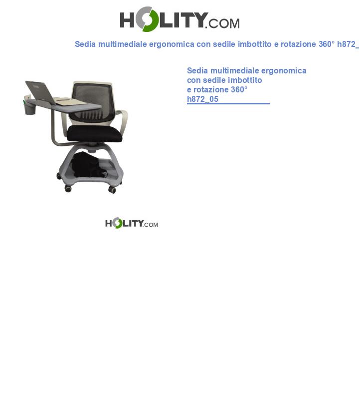 Sedia multimediale ergonomica con sedile imbottito e rotazione 360° h872_05