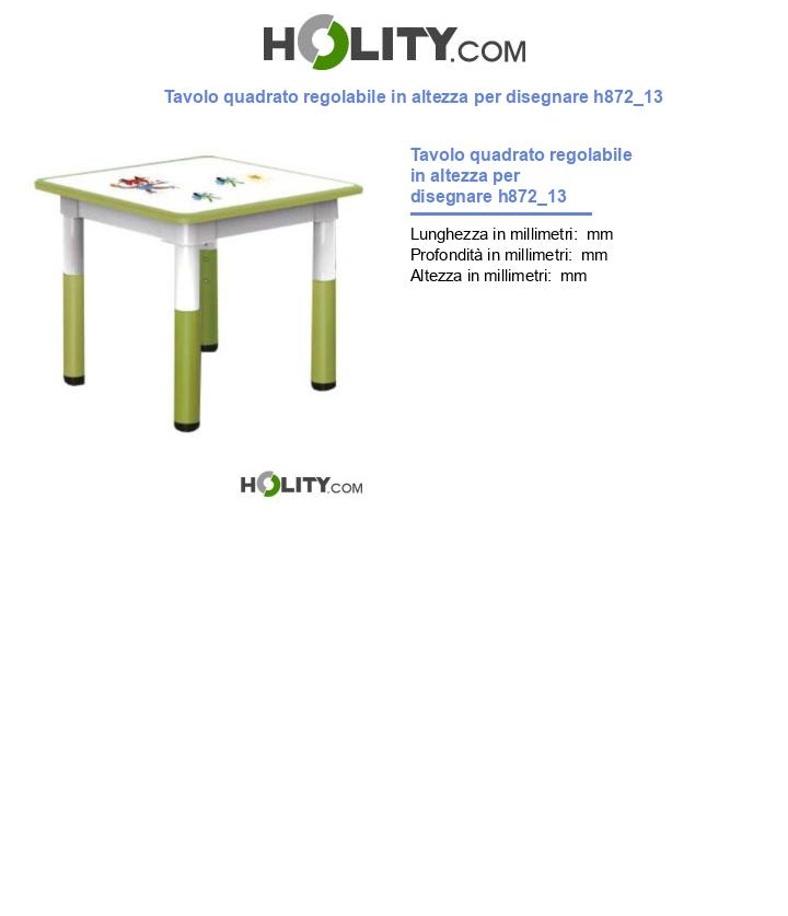 Tavolo quadrato regolabile in altezza per disegnare h872_13
