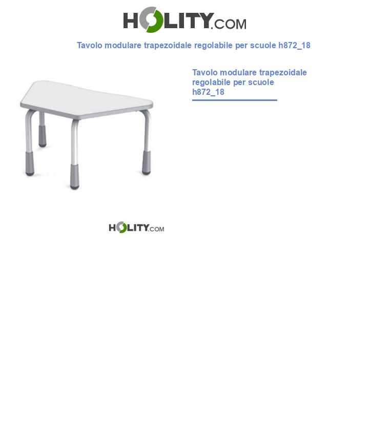 Tavolo modulare trapezoidale regolabile per scuole h872_18