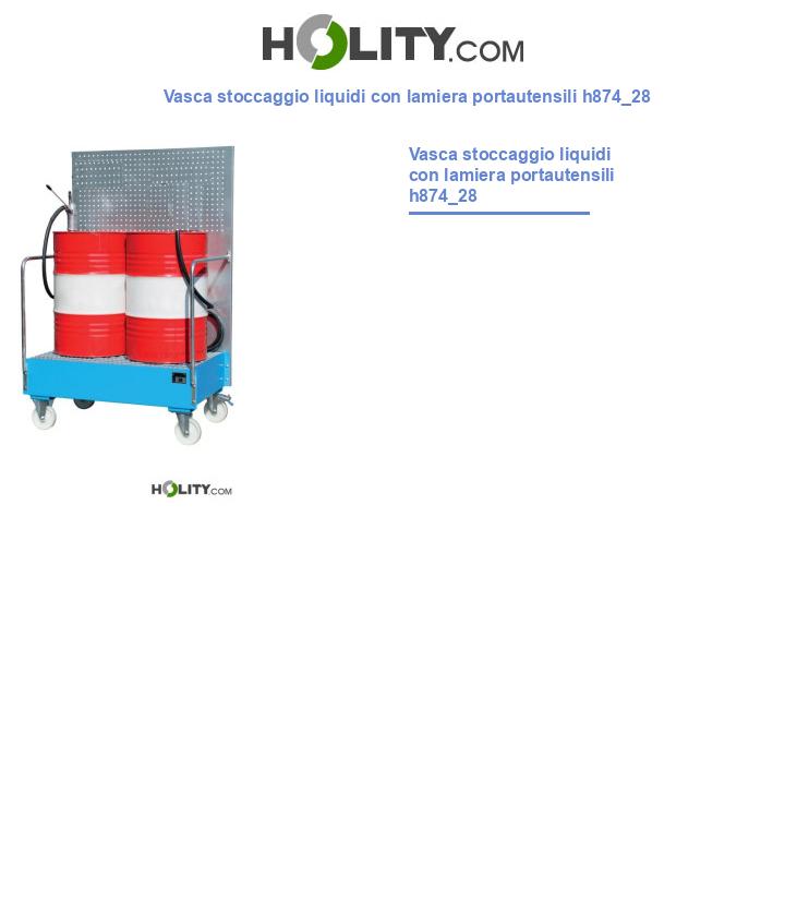 Vasca stoccaggio liquidi con lamiera portautensili h874_28