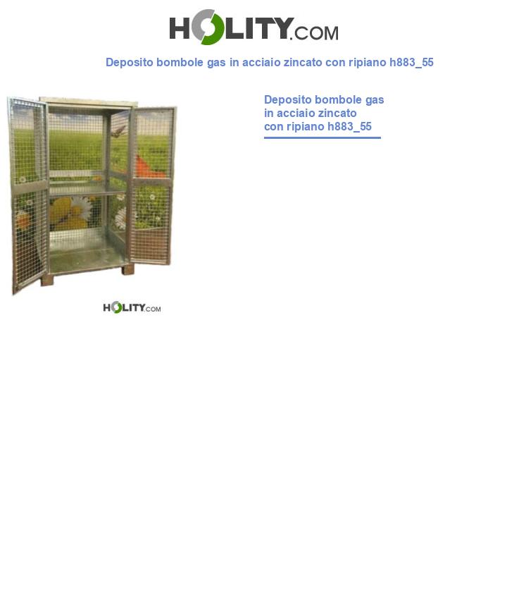 Deposito bombole gas in acciaio zincato con ripiano h883_55