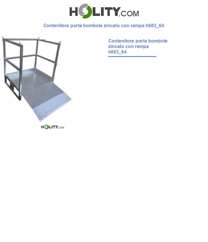 Contenitore porta bombole zincato con rampa h883_64