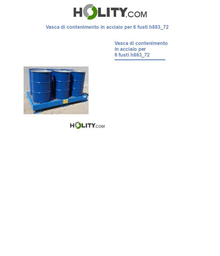 Vasca di contenimento in acciaio per 6 fusti h883_72