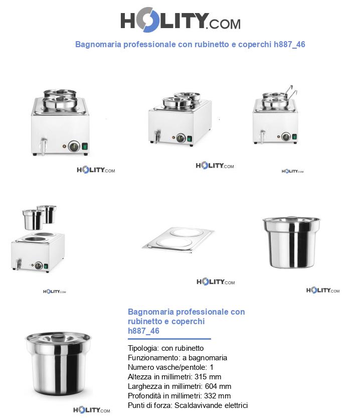 Bagnomaria professionale con rubinetto e coperchi h887_46