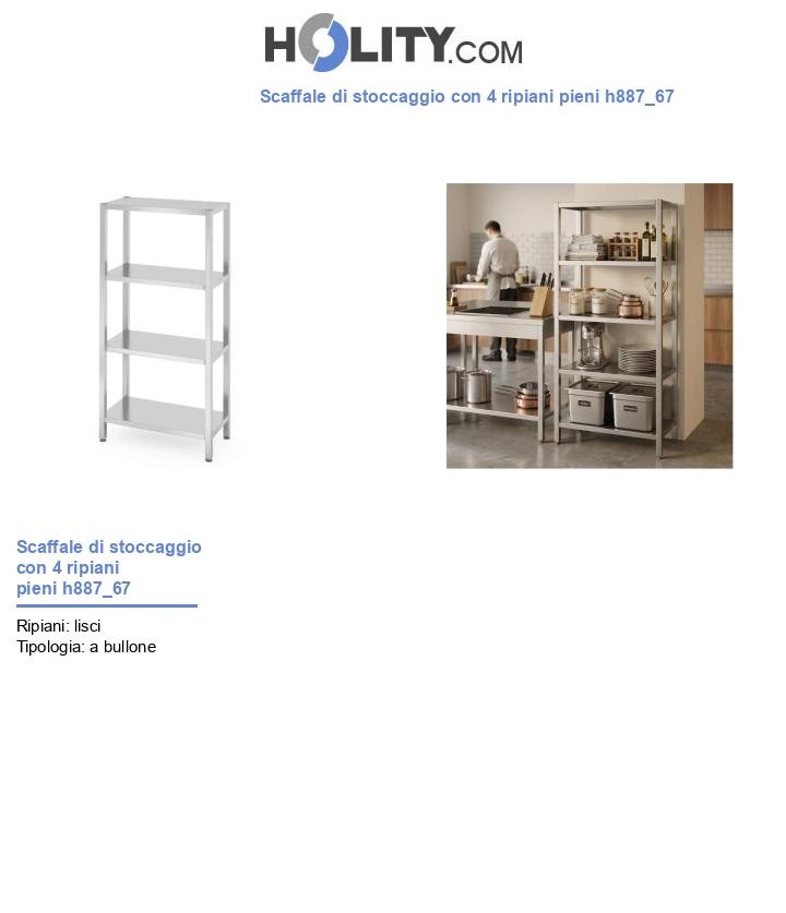 Scaffale di stoccaggio con 4 ripiani pieni h887_67