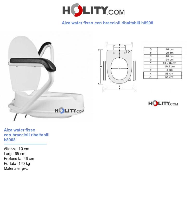 Alza water fisso con braccioli ribaltabili h8908