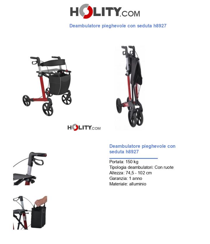 Deambulatore pieghevole con seduta h8927