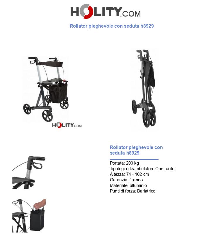 Rollator pieghevole con seduta h8929