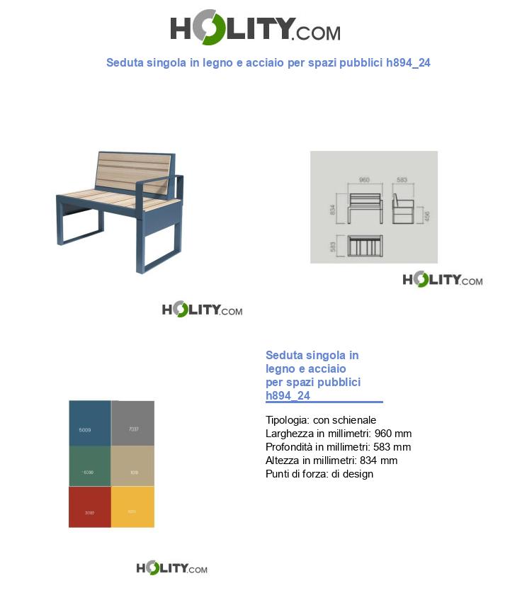 Seduta singola in legno e acciaio per spazi pubblici h894_24