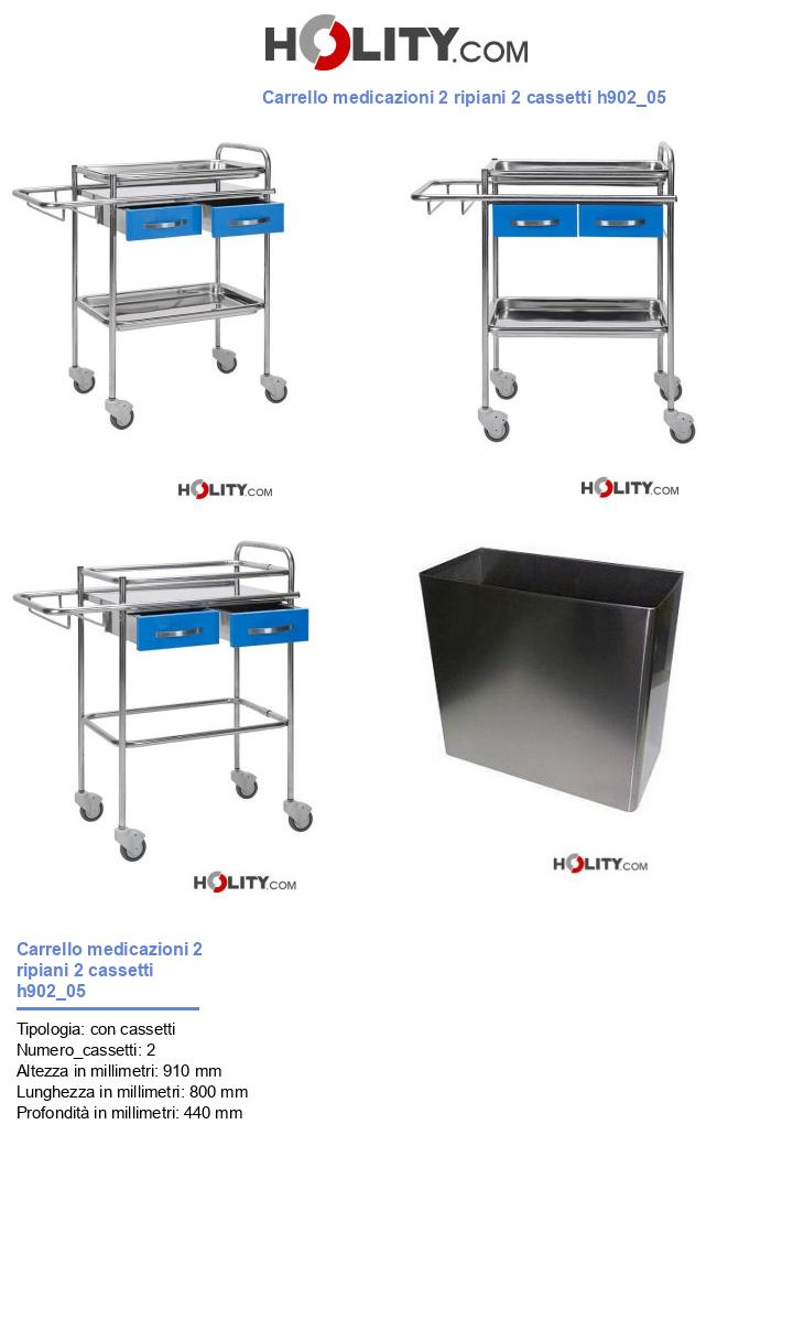 Carrello medicazioni 2 ripiani 2 cassetti h902_05