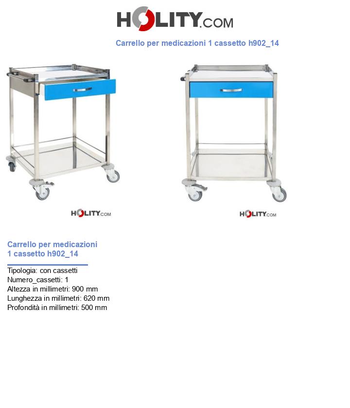Carrello per medicazioni 1 cassetto h902_14
