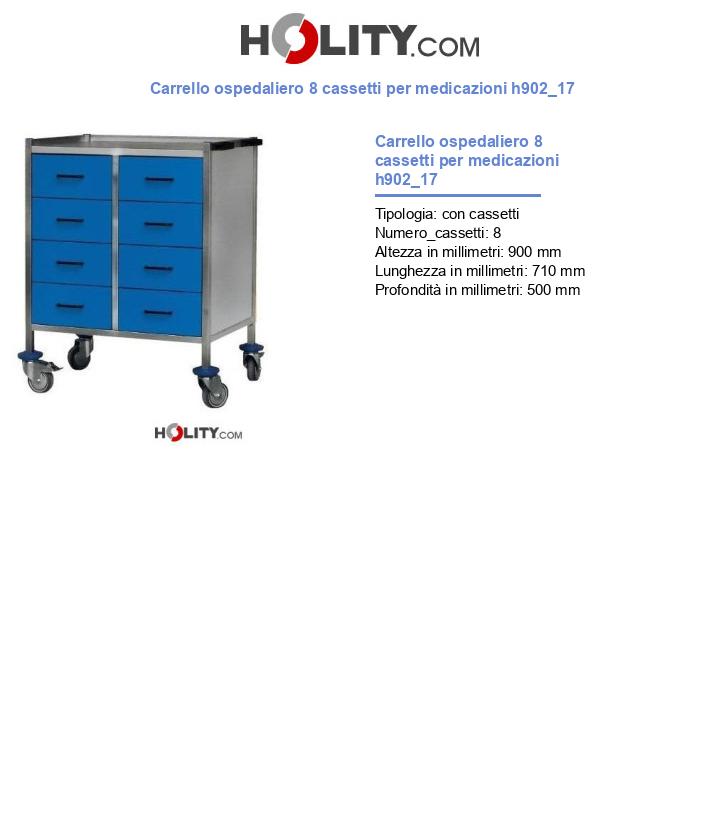 Carrello ospedaliero 8 cassetti per medicazioni h902_17
