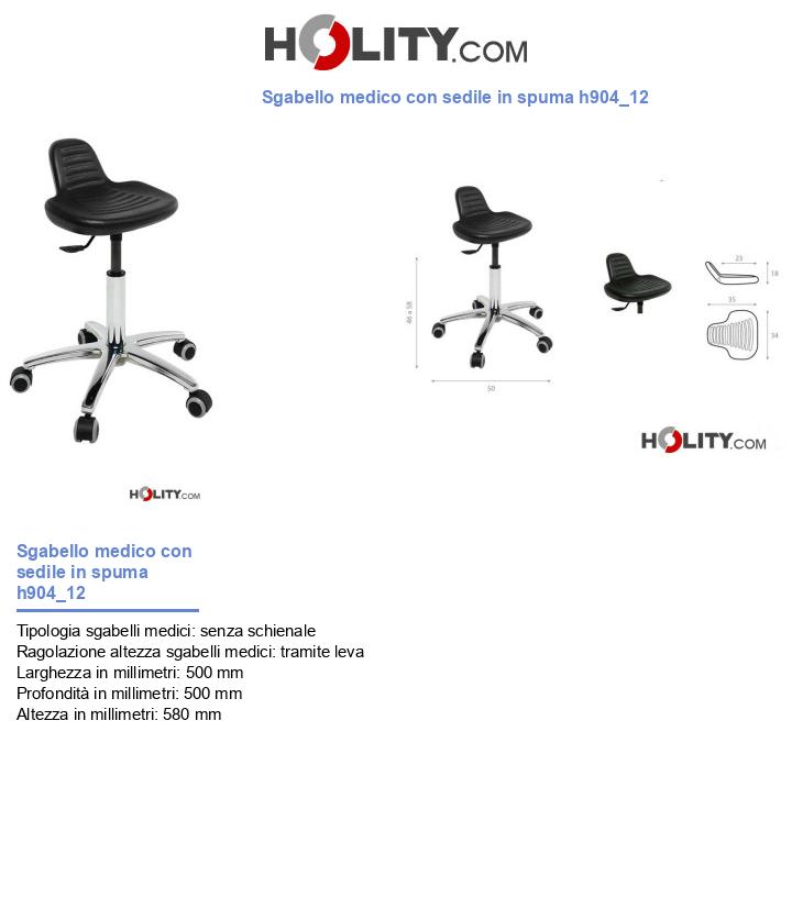Sgabello medico con sedile in spuma h904_12