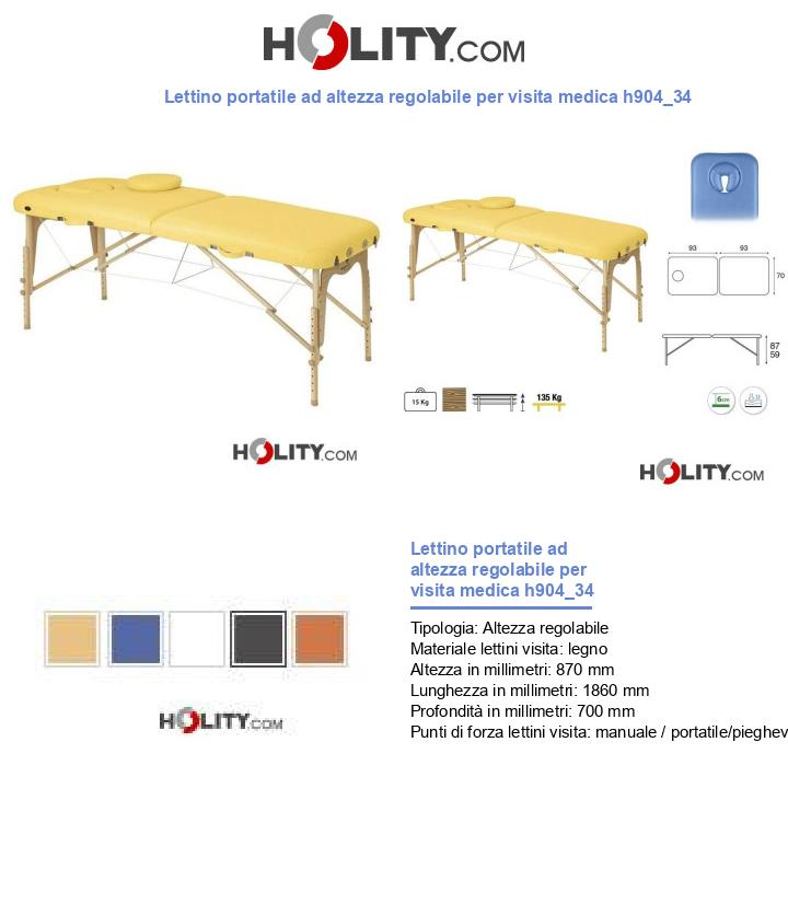 Lettino portatile ad altezza regolabile per visita medica h904_34