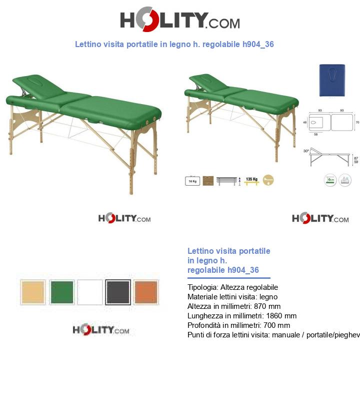 Lettino visita portatile in legno h. regolabile h904_36