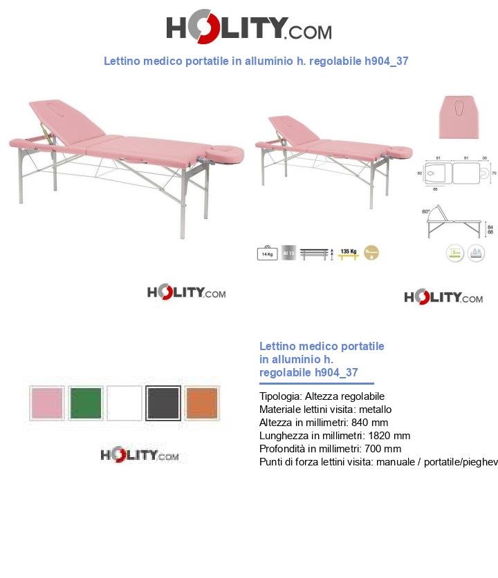 Lettino medico portatile in alluminio h. regolabile h904_37