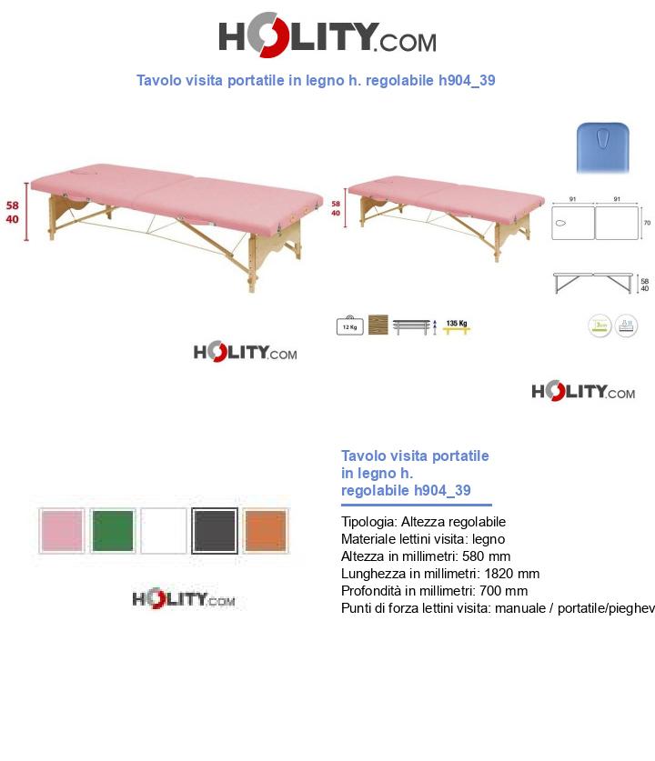 Tavolo visita portatile in legno h. regolabile h904_39