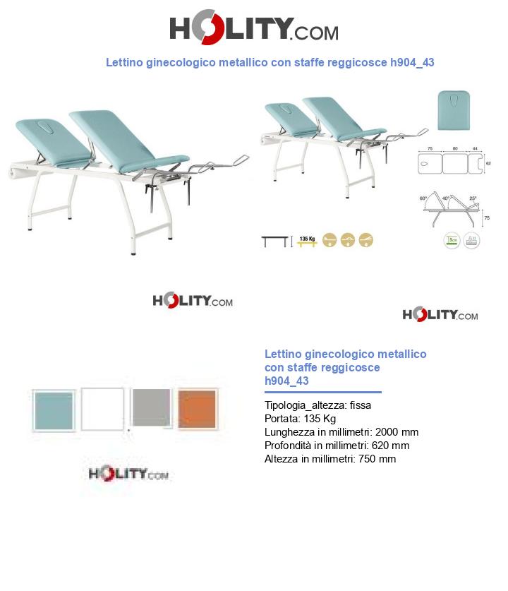 Lettino ginecologico metallico con staffe reggicosce h904_43