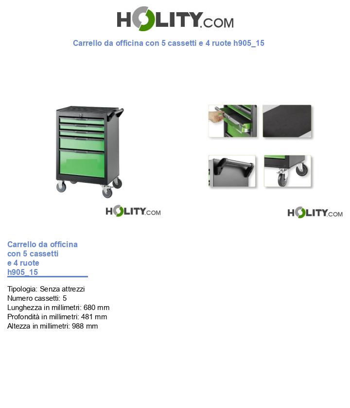 Carrello da officina con 5 cassetti e 4 ruote h905_15