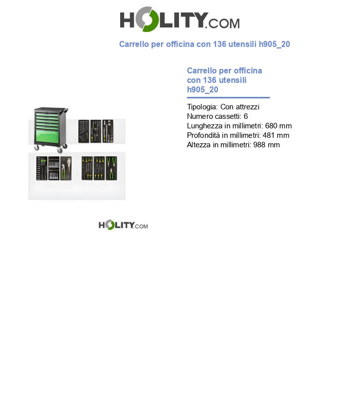 Carrello per officina con 136 utensili h905_20