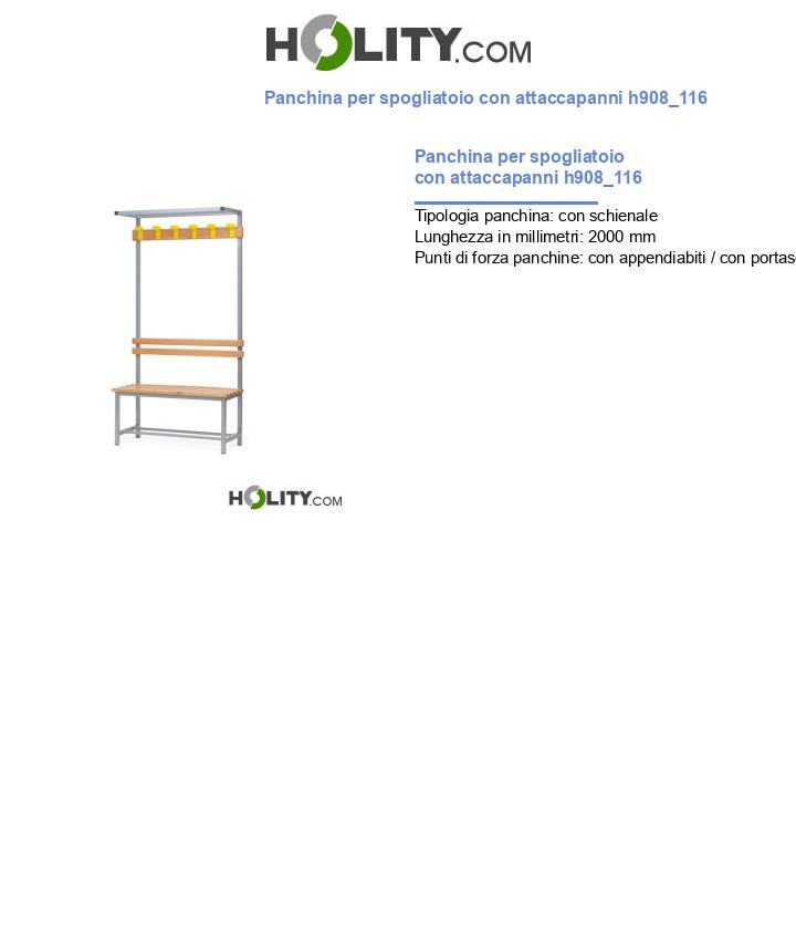 Panchina per spogliatoio con attaccapanni h908_116