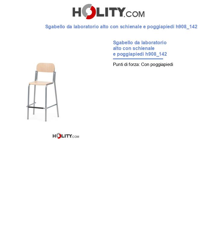 Sgabello da laboratorio alto con schienale e poggiapiedi h908_142