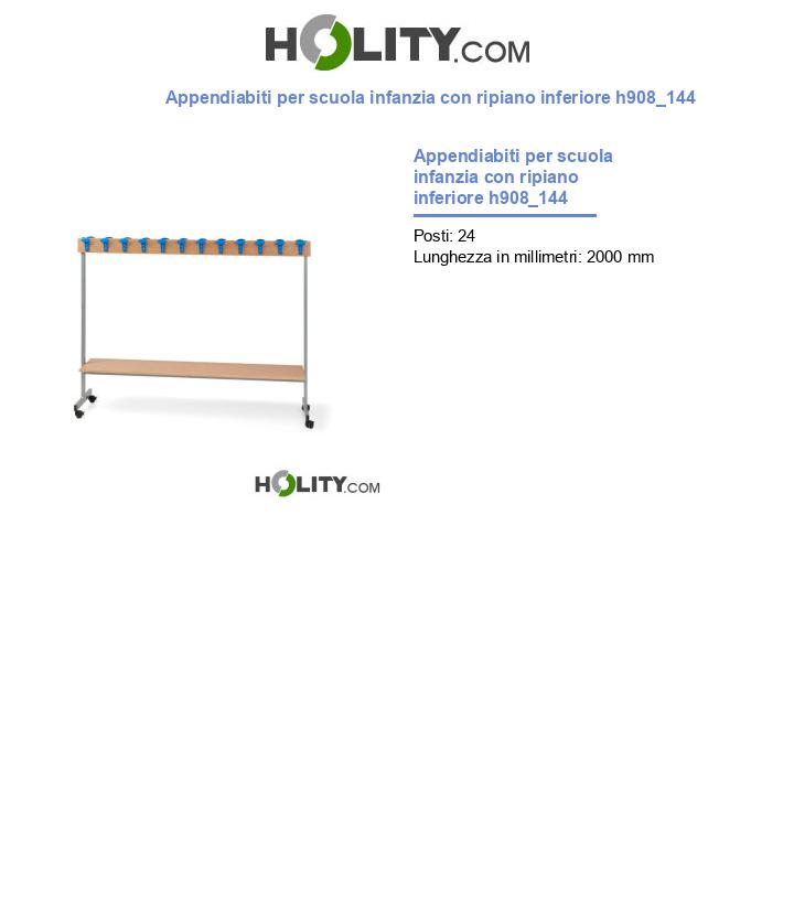 Appendiabiti per scuola infanzia con ripiano inferiore h908_144