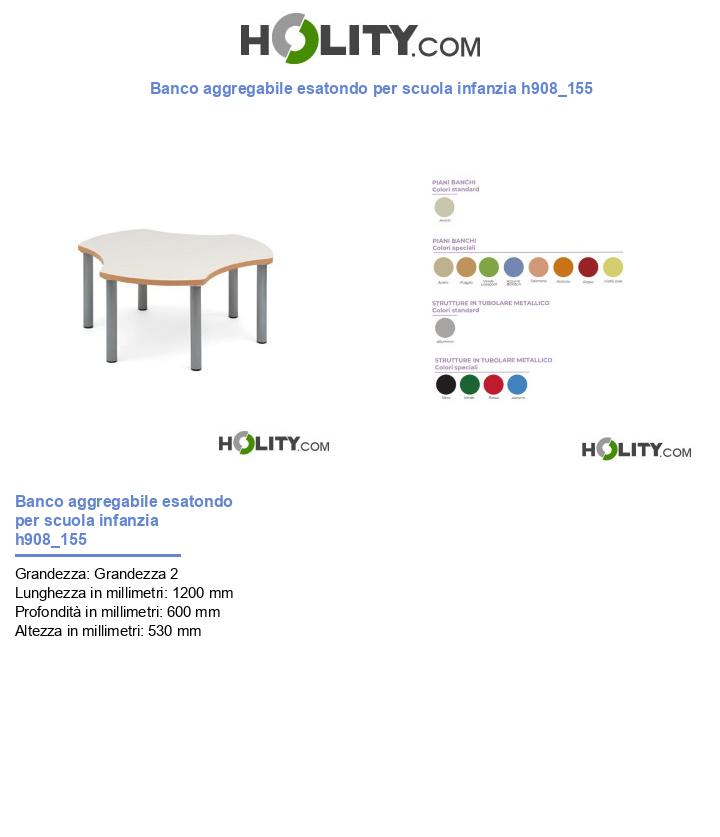 Banco aggregabile esatondo per scuola infanzia h908_155