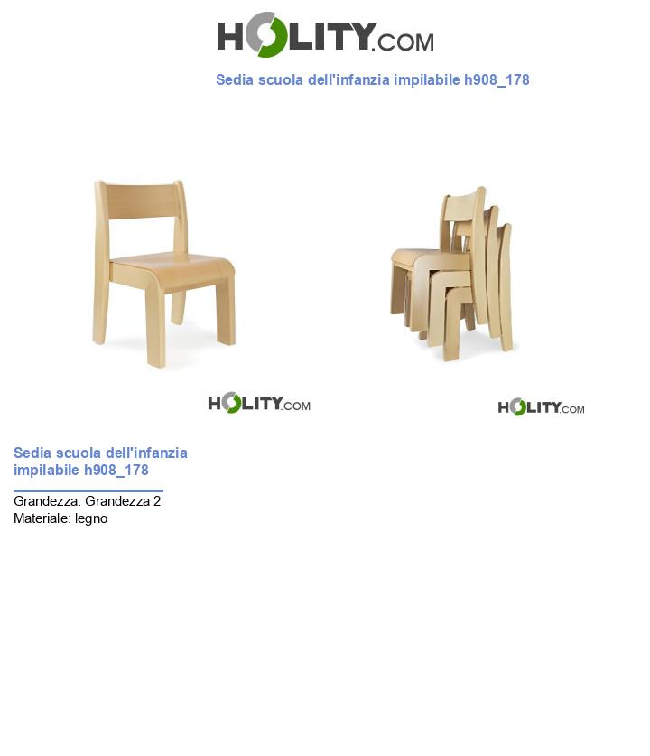 Sedia scuola dell'infanzia impilabile h908_178