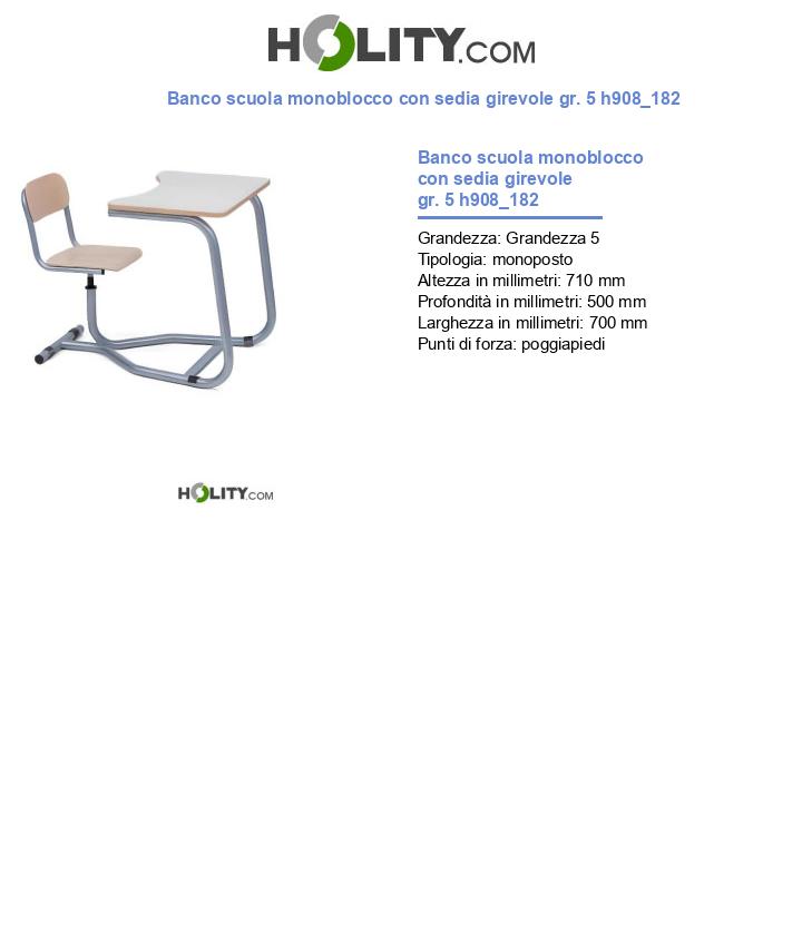 Banco scuola monoblocco con sedia girevole gr. 5 h908_182