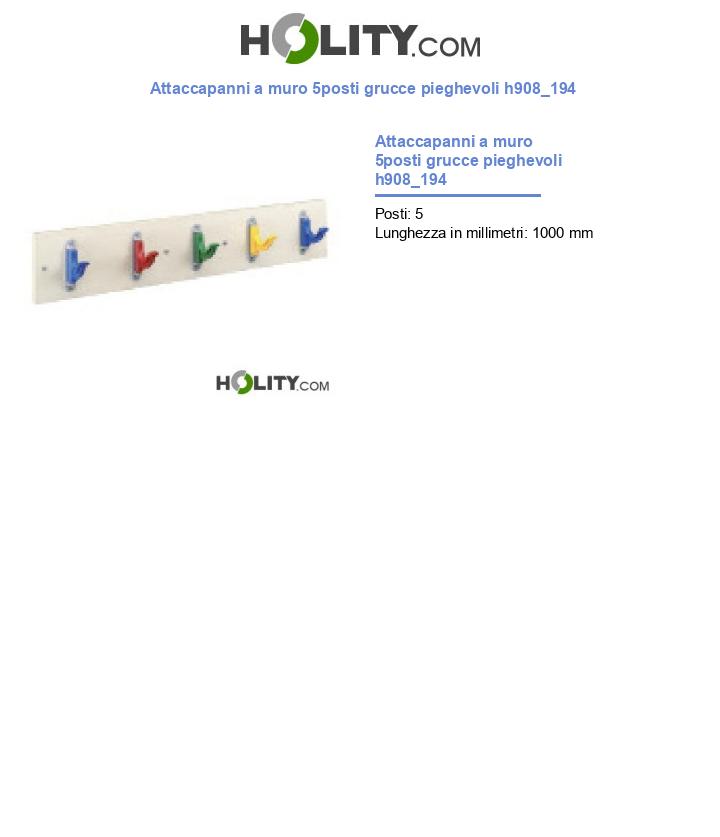 Attaccapanni a muro 5posti grucce pieghevoli h908_194