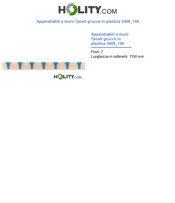 Appendiabiti a muro 7posti grucce in plastica h908_198