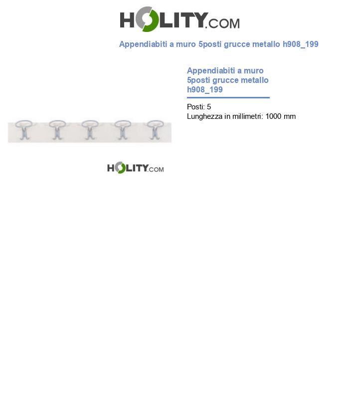 Appendiabiti a muro 5posti grucce metallo h908_199