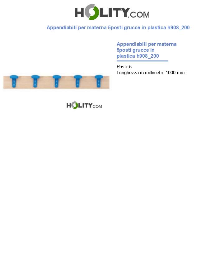 Appendiabiti per materna 5posti grucce in plastica h908_200
