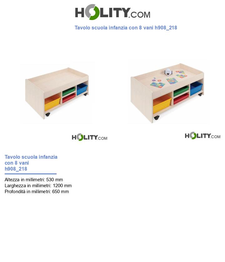 Tavolo scuola infanzia con 8 vani h908_218