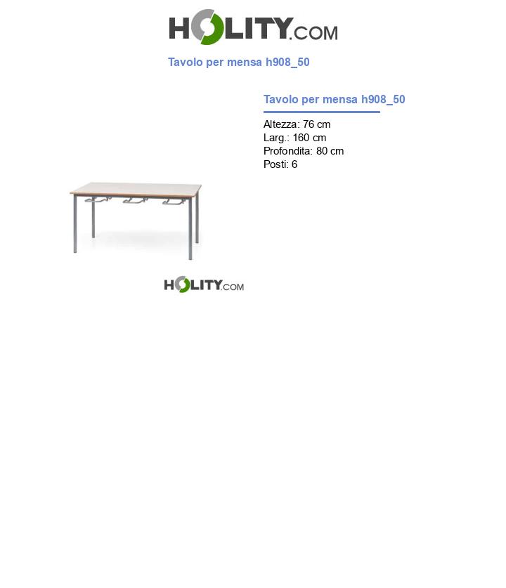 Tavolo per mensa h908_50