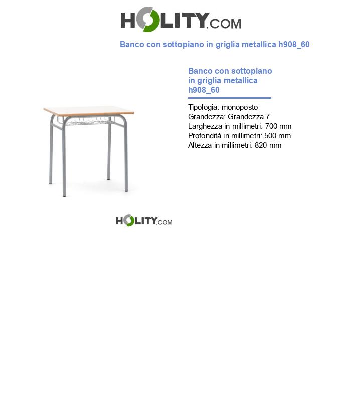 Banco con sottopiano in griglia metallica h908_60