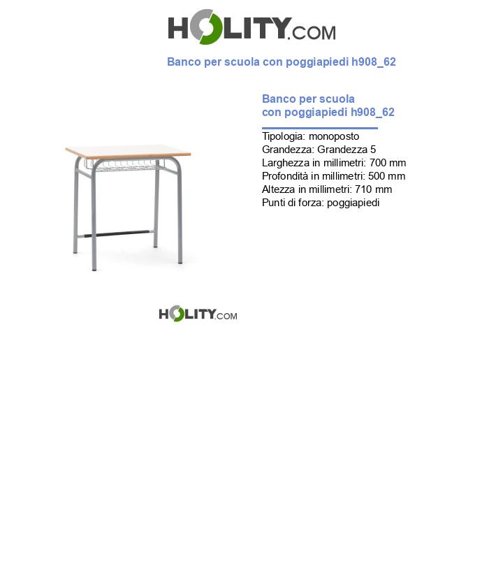 Banco per scuola con poggiapiedi h908_62