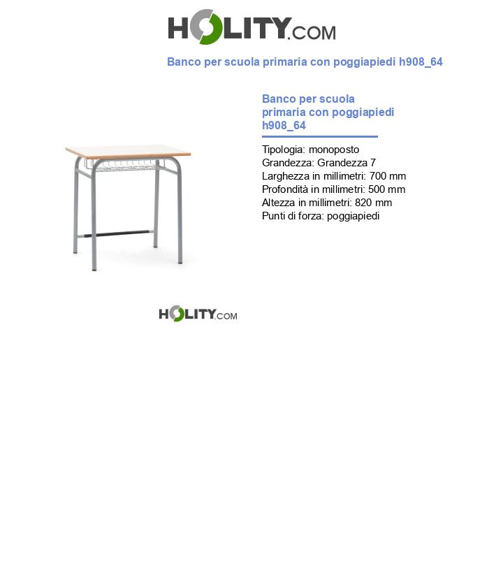 Banco per scuola primaria con poggiapiedi h908_64