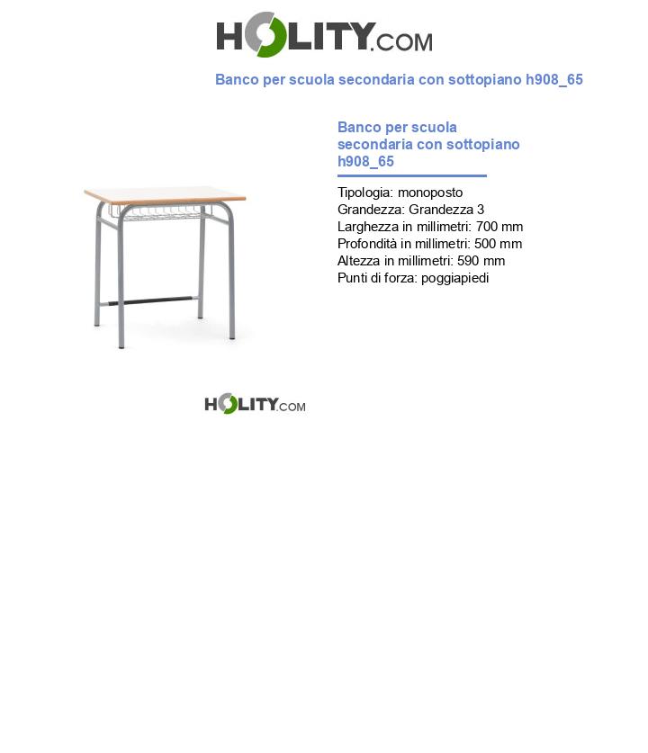 Banco per scuola secondaria con sottopiano h908_65