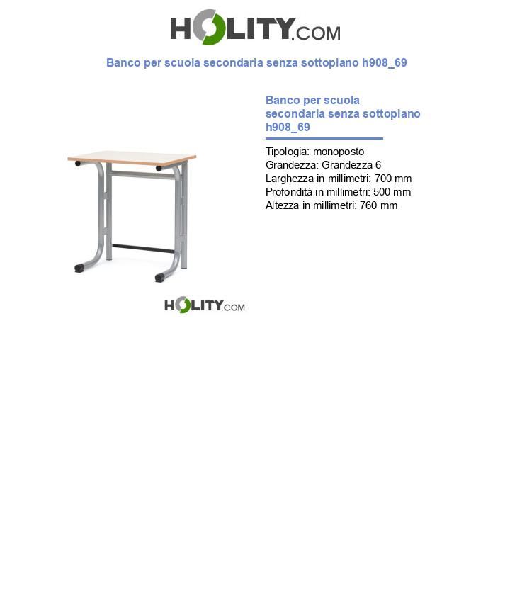 Banco per scuola secondaria senza sottopiano h908_69