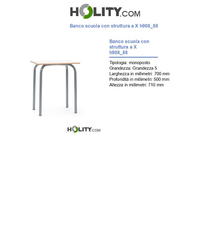 Banco scuola con struttura a X h908_88