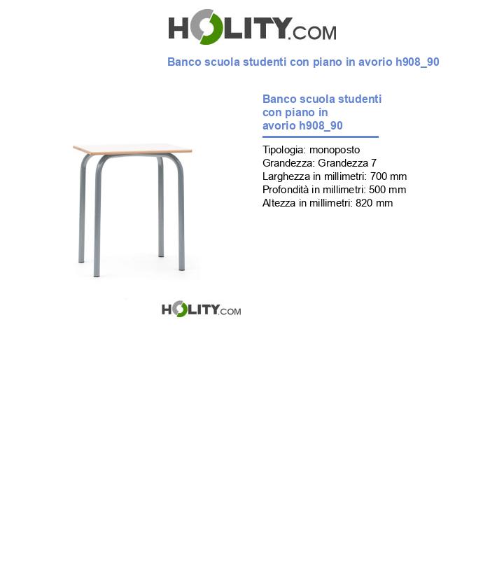 Banco scuola studenti con piano in avorio h908_90